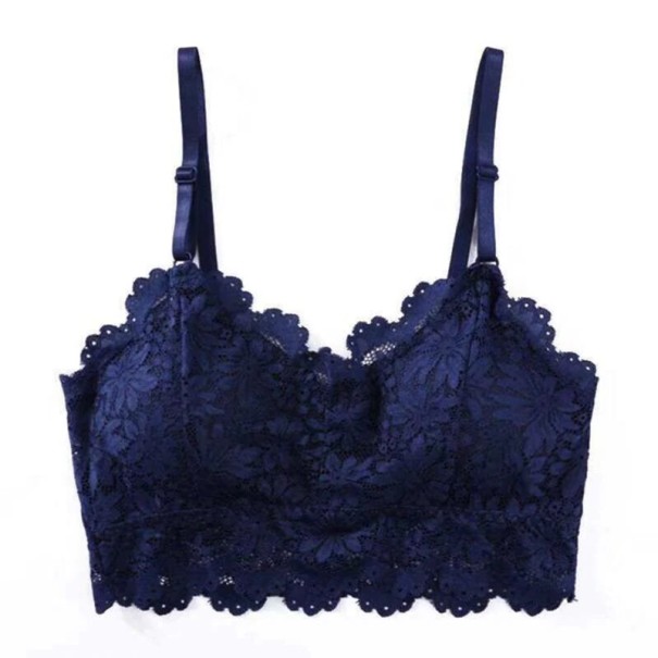 Biustonosz typu bralette w kwiaty J2316 niebieski