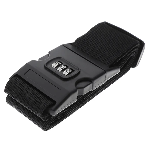 Biztonsági pánt bőröndhöz 2 x 5 cm TSA kódzárral fekete