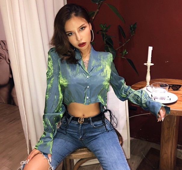Blå crop top för kvinnor