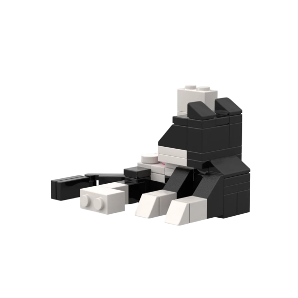 Black and White Cat Building Kit 7.6 × 6.5 × 4.6 cm 62-Piece Plastic Model with Adjustable Position 1