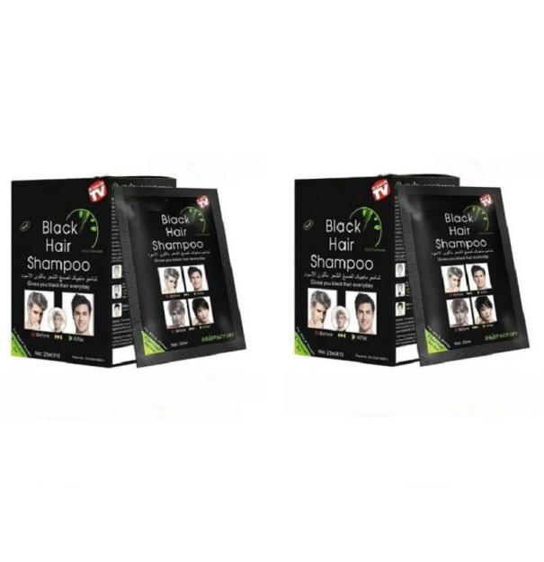 Black Hair Shampoo Set of Ten Shampoos with Black Hair Colour Permanent Grey Coverage Shampoo Hair Colour in Shampoo for Men and Women 25 ml 2 pcs 1