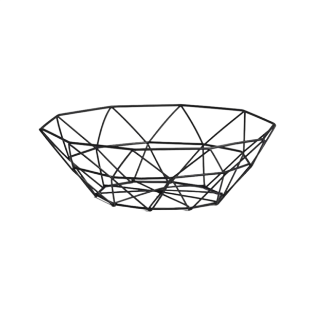 Black Metal Fruit Bowl in Geometric Shape 26 x 14 x 8 cm Wire Basket for Kitchen Use 1