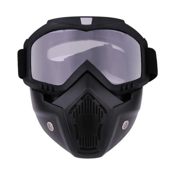 Black Motocross Full Face Mask with Hardened PC Glass Protective Mask for Motorbike from TPU Material Enduro Quad Cross CLEAR
