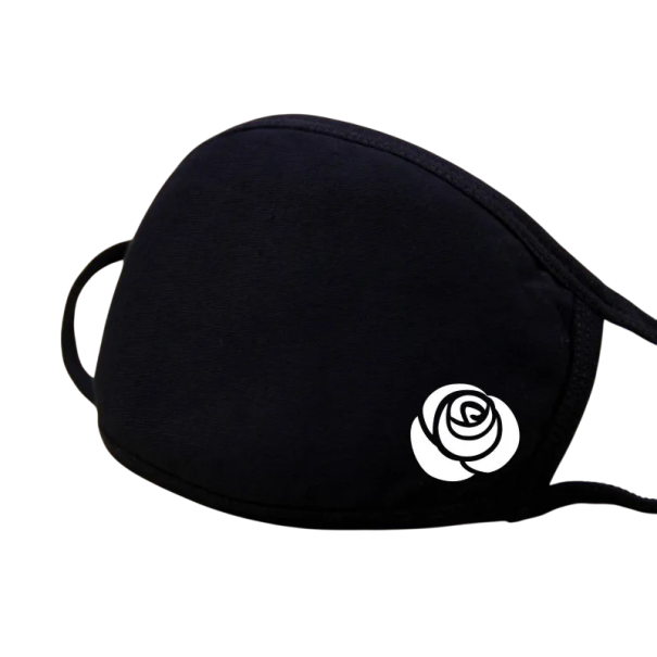 Black Unisex Winter Cotton Half-Face Mouth Mask with Cartoon Rose Pattern Warm Thickening Dust-Proof Protective Respiratory Mask 1