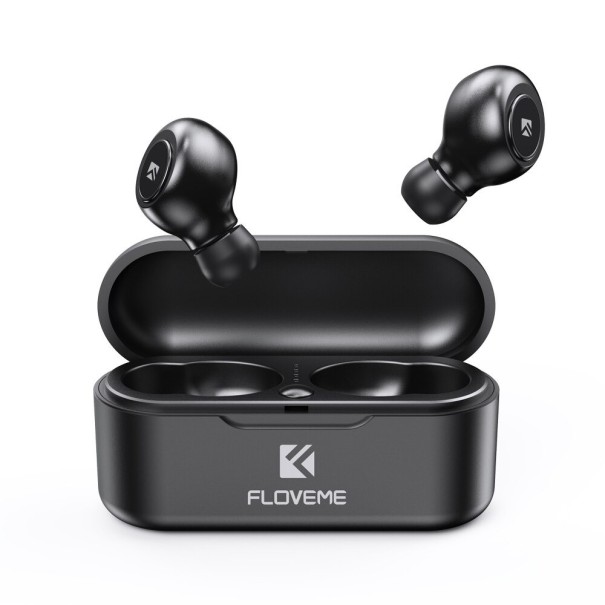 Black Wireless In-Ear Headphones with Microphone for Music and Calls Bluetooth 5.0 Battery Life 4 Hours Charging Case with Micro USB Connector 1