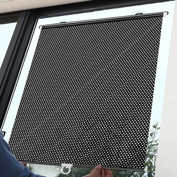 Blackout Blind with Suction Cups Blackout Curtain for Window 45 x 125 cm black