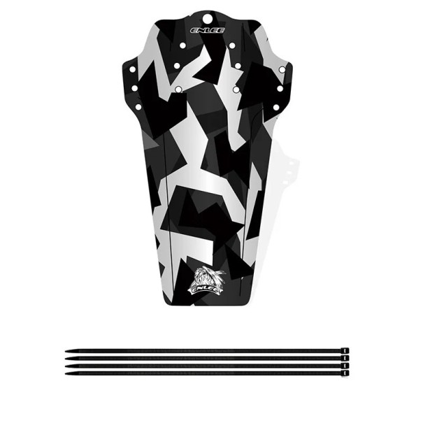 Blatník pentru bicicletă cu motiv geometric alb-negru, forme ascuțite, design grafic expresiv, prindere universală 1