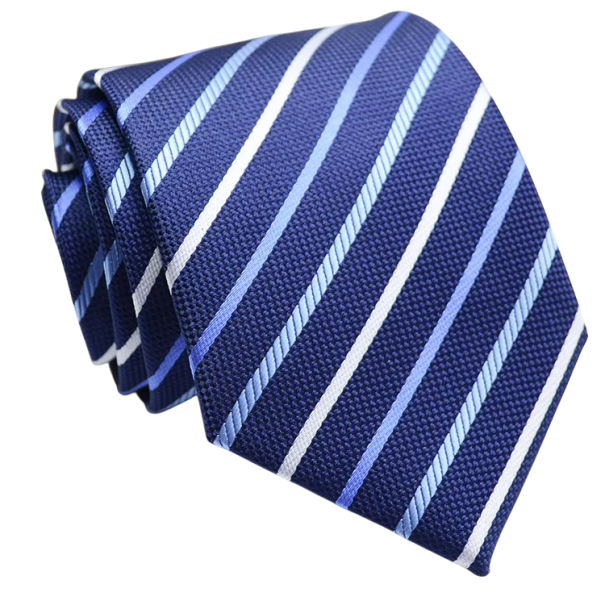 Blauwe stropdas met strepen 146 x 8 cm Stijlvol accessoire voor sociale gelegenheden, werk en vrijetijdskleding Elegante herenstropdas 1