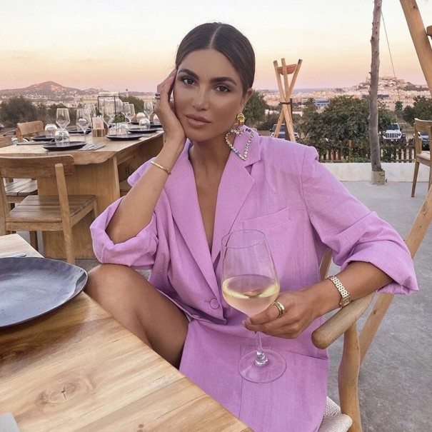 Blazer de verano para mujer morado claro S