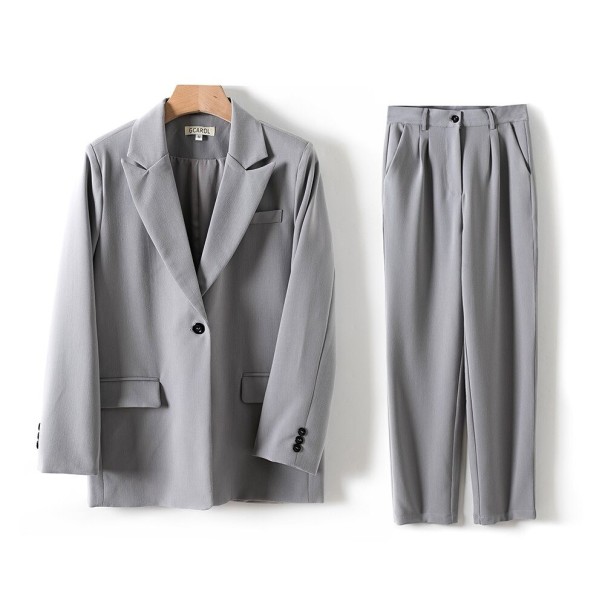 Blazer e calças femininas cinzento M