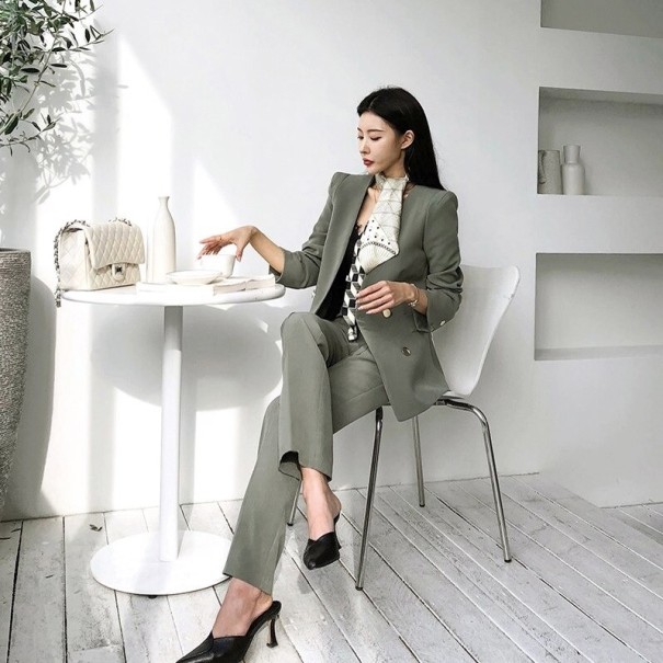 Blazer et pantalons pour femmes B967 vert armée M