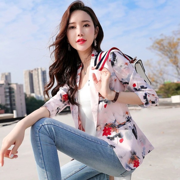 Blazer floral de damă A3070 roz XXL