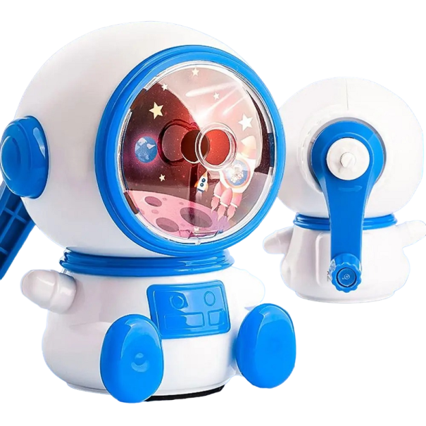 Bleistiftspitzer in Astronautenform, manueller Spitzer mit verstellbarem Getriebe, Bleistiftspitzer für Kinder, 11 x 10 x 7 cm blau
