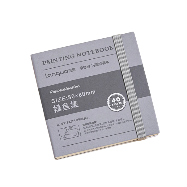 Bloc de pintura desprendible 80 x 80 mm Cuaderno para dibujar y pintar Bloc creativo con hojas cuadradas 40 hojas / 80 páginas Práctico cuaderno de bocetos con goma elástica 1