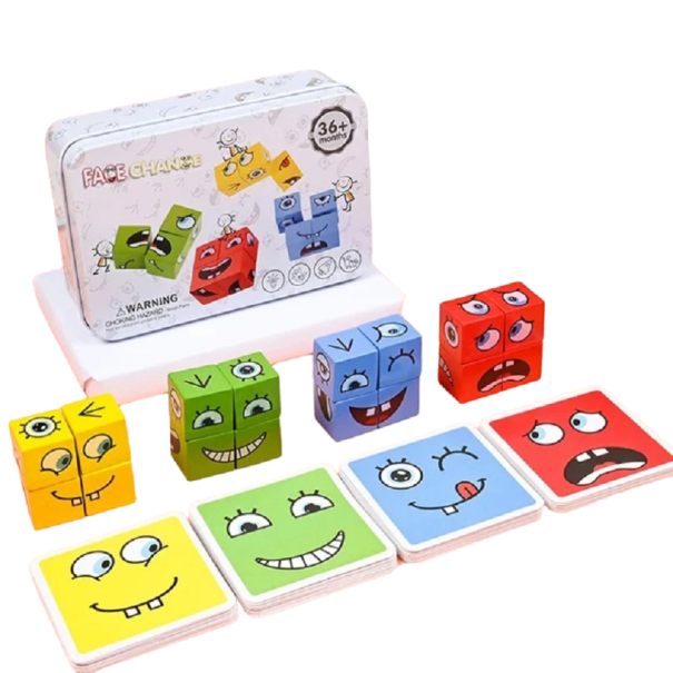 Blocs de construction changeant de visage jeu de société Face Change blocs de construction 13,5 x 9 x 4 cm 1