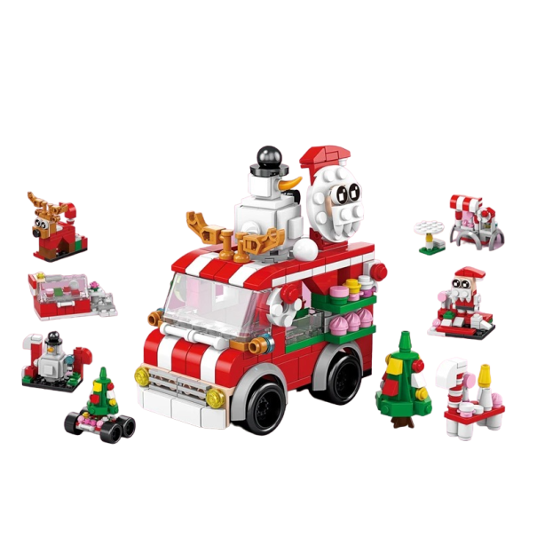Blocuri de construcție de Crăciun 6 în 1 cu construcție ușoară colorată Mașină de Crăciun 273 buc 10,8 x 9,6 x 6,4 cm 1
