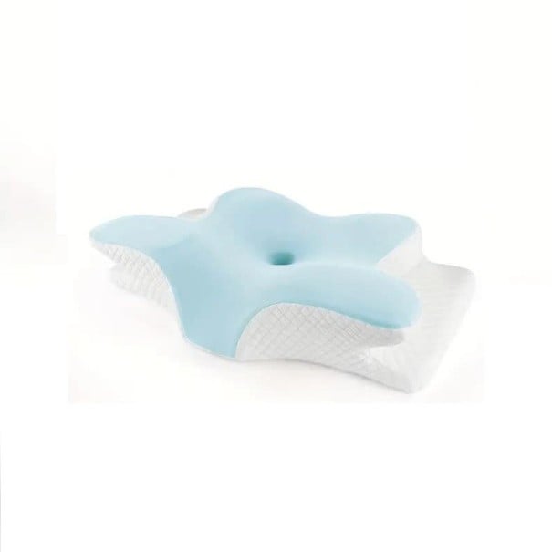 Blød ergonomisk sommerfugleformet pude i memory foam, afslappende hoved- og nakkestøtte, ortopædisk pude, sove- og hvilepude, dekoration, 30x60x13 blå