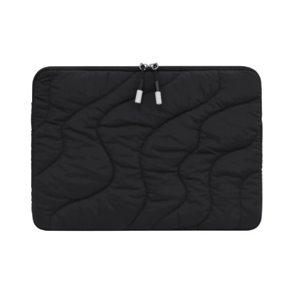 Blød quiltet laptop sleeve med lynlås 34,5 x 24,5 cm tekstil etui til MacBook Pro 14 tommer til rygsæk og skole- og arbejdstasker sort