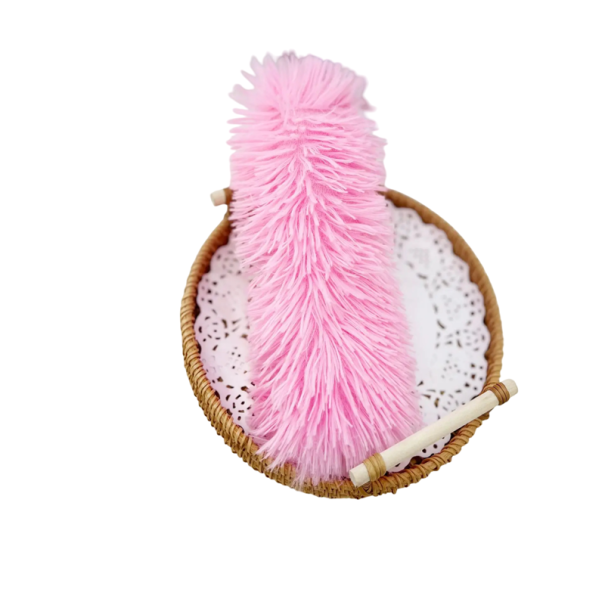 Blødt kattetyggelegetøj Oval pude med langt hår Blødt plyslegetøj til katte at lege, bide og kæle med rosa