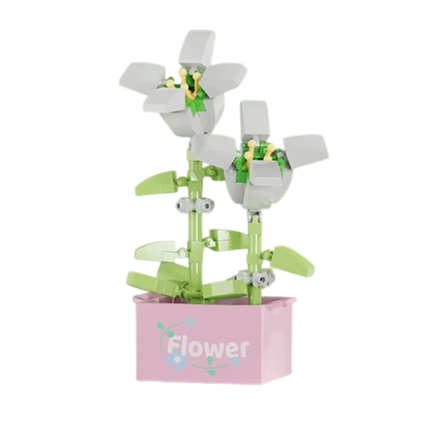 Bloem 6,1 x 5,8 x 9,1 cm Lelie Opvouwbare bloem in pot Micro stenen 140 stuks Decoratieve bloem voor de kamer voor kinderen en volwassenen 1