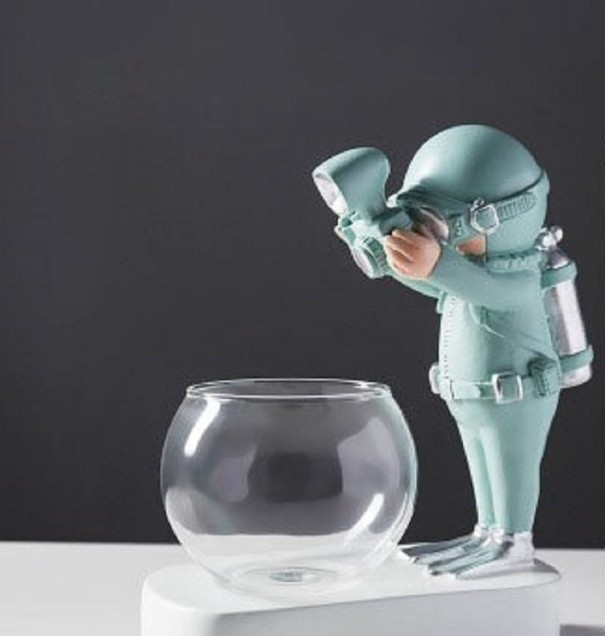 Bloemenstandaard met verlichting turquoise 2