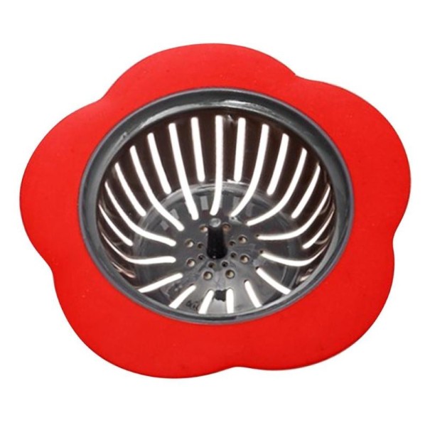 Bloemvormige gootsteenzeef C423 rood