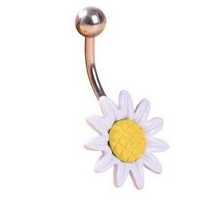 Bloemvormige navelpiercing J1570 wit