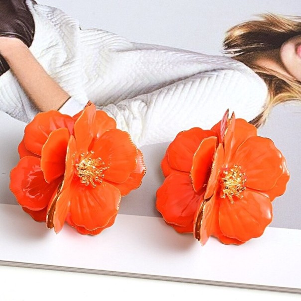 Blomma dinglande örhängen för kvinnor G1418 orange
