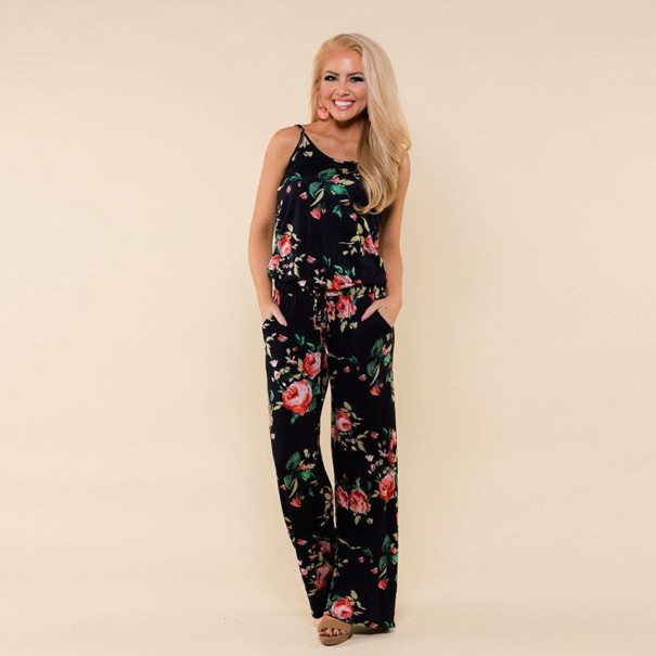 Blommig jumpsuit för kvinnor L 1