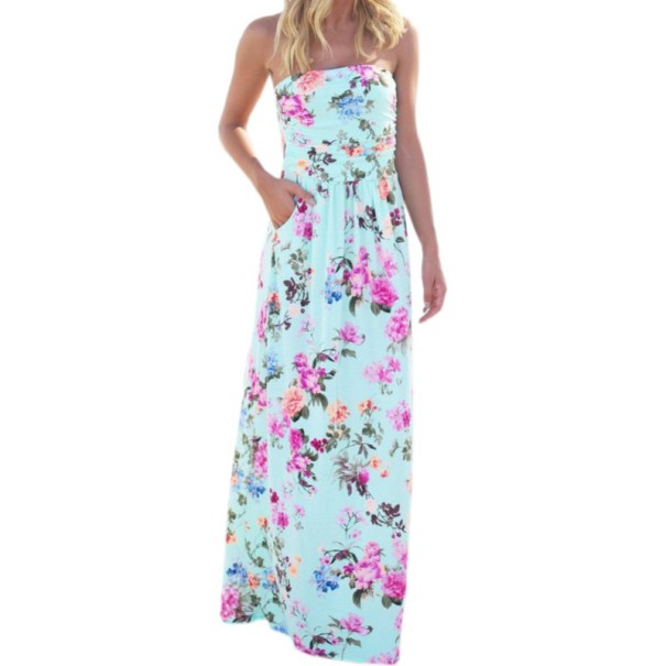 Blommig off-shoulder klänning