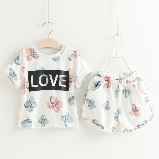 Blommigt set för flickor - T-shirt och shorts J1269