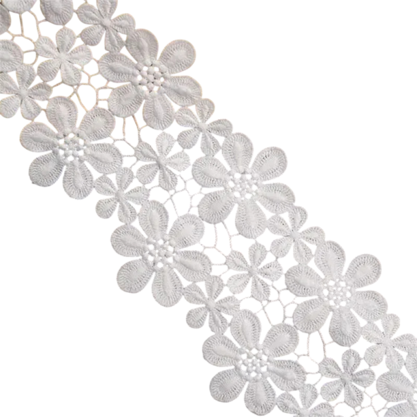 Blomsterblonder 10 cm x 91 cm fint dekorativt stof til syning Dekorativt blondebånd til tøj Bryllupstilbehør Tekstildekoration Gør-det-selv-kreation hvid