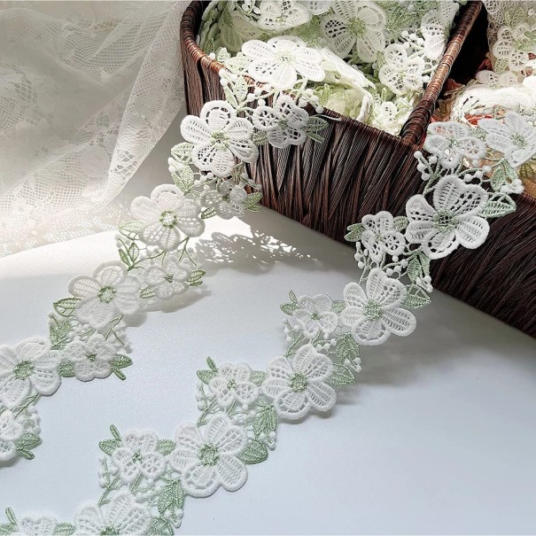 Blomsterbroderet blondebånd 91 cm Polyester dekoration blonde med blomsterdesign til pyntning af kjoler tøj tilbehør 1