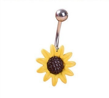 Blomsterformet navlepiercing J1570 gul