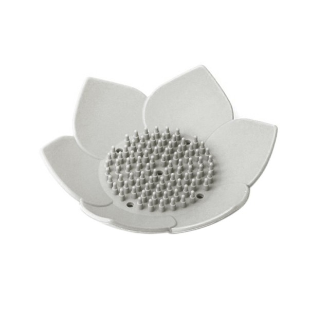 Blomsterformet sæbeholder grå