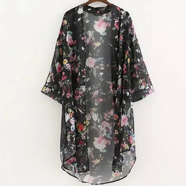 Blomsterplaid til kvinder P534 sort L