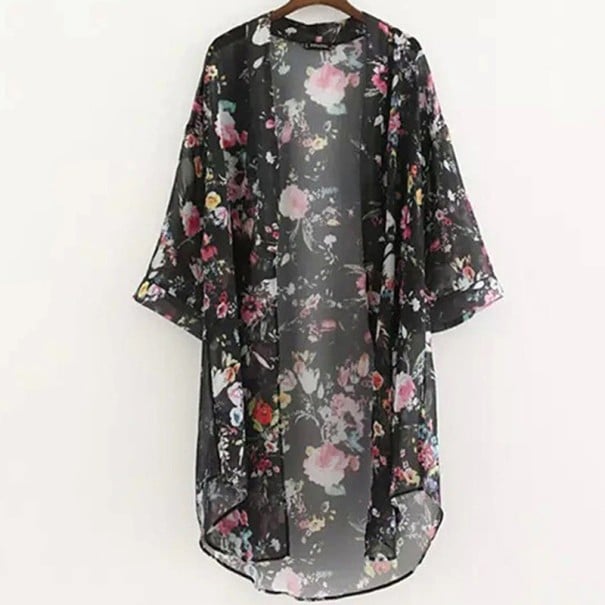 Blomsterplaid til kvinder P534 sort XL