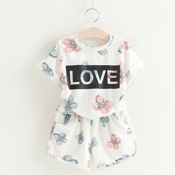 Blomstersæt til piger - T-shirt og shorts J1269 hvid 2