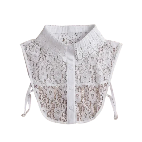 Blondefalsk krave til kvinder Elegant aftagelig damekrave Stilfuldt blondetilbehør til sweater, bluse eller kjole Modedekoration hvid