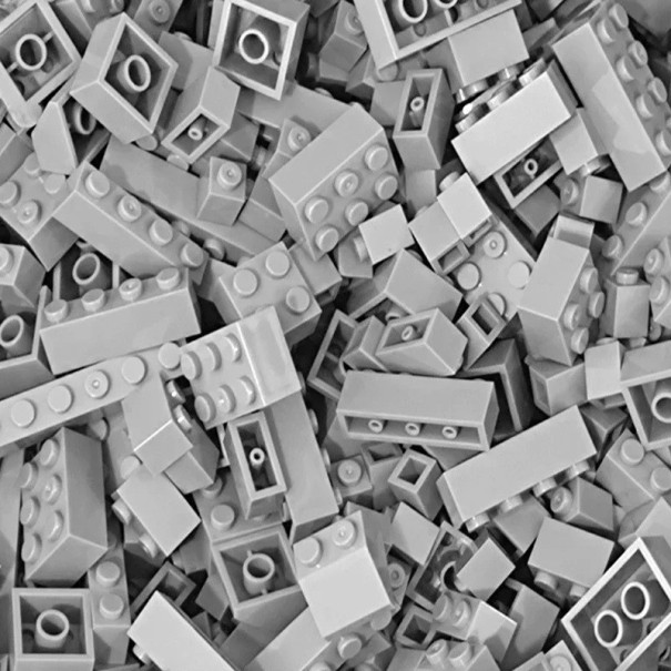 Bloques de construcción de varios tamaños 250 g Kits de construcción creativos para niños Bloques de construcción coloridos Diferentes tipos de bloques Kits de construcción Edad 6+ gris claro