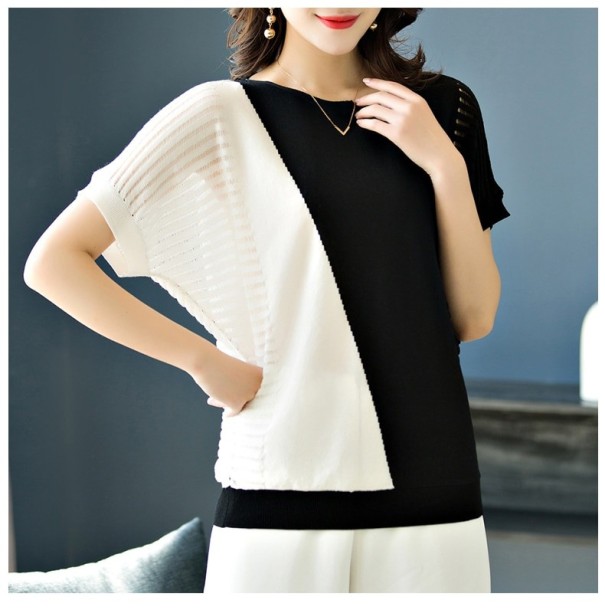 Blouse bicolore pour femme Brita noir