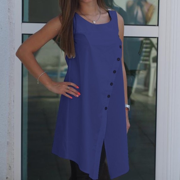 Blouse Femme avec Fente Tendance bleu 4XL