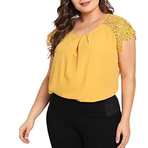 Blouse pour femmes grande taille jaune 4XL