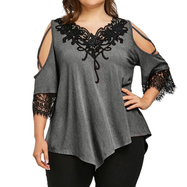 Blouse voor dames in grote maten grijs S