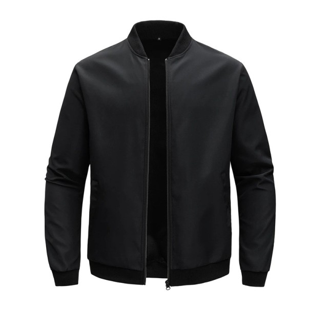 Blouson aviateur de printemps pour homme avec fermeture éclair Veste légère et tendance avec ourlets élastiques Veste de transition élégante pour la ville et les loisirs noir S