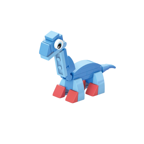 Blue Dinosaur Building Set 6 x 9.4 x 2.1 cm 35 Pieces Mini Brontosaurus with Long Neck and Red Legs Cute Model for Creative Building 1