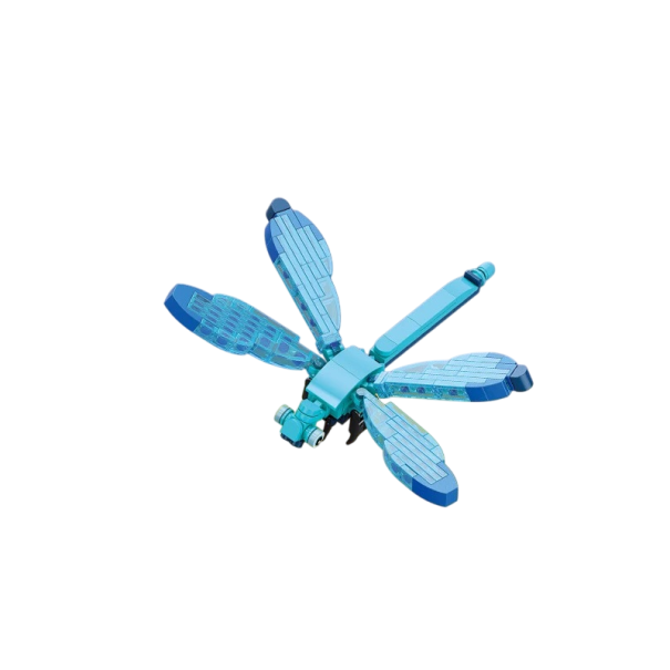 Blue Dragonfly Construction Set 117 Pieces 16.8 x 13 x 5.4 cm Insect Model with Transparent Wings Creative Plastic Assembly Decoration 1
