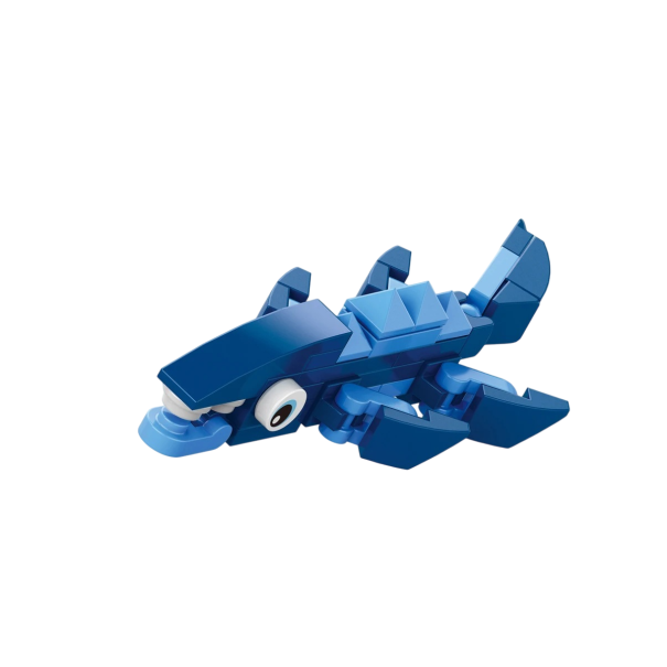 Blue Sea Creature Building Set 10.2 x 4.5 x 2.3 cm 38 Pieces Cute Aquatic Animal with Fins Creative Foldable Decoration for Children 1