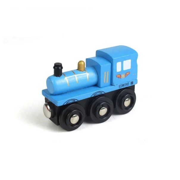 Blue Steam Locomotive Train 1:64 Wooden Magnetic Train Locomotive for Wooden Railway Compatible Toy for Children 1