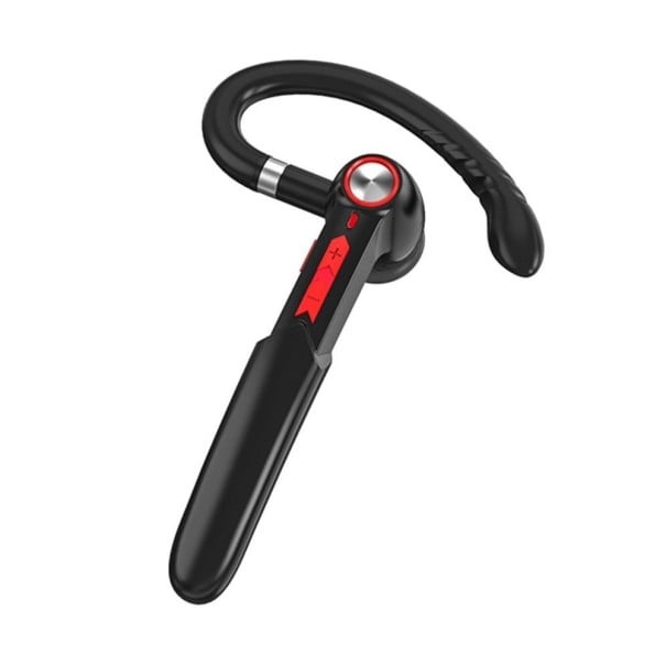 Bluetooth 5.0 Handsfree Earbud with Hook and Extended Arm Microphone Answering and Ending Calls Music and Volume Control red